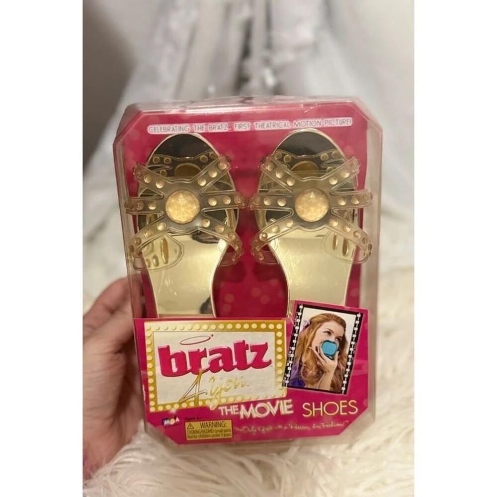 NIB Rare Bratz The Movie Kids Shoes Gold Toddler Girl Heels Collectible #035